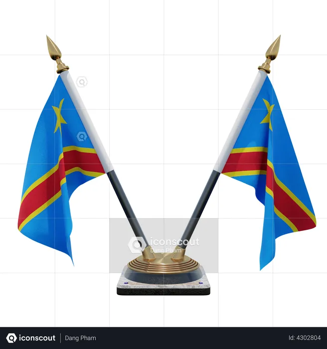 Democratic Republic of Congo Double Desk Flag Stand Flag 3D Flag