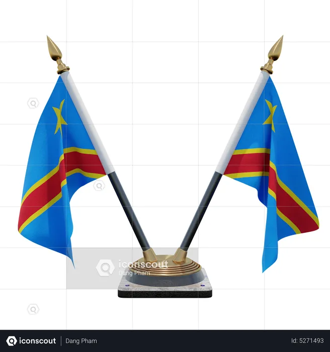 Democratic Republic of Congo Double (V) Desk Flag Stand Flag 3D Icon