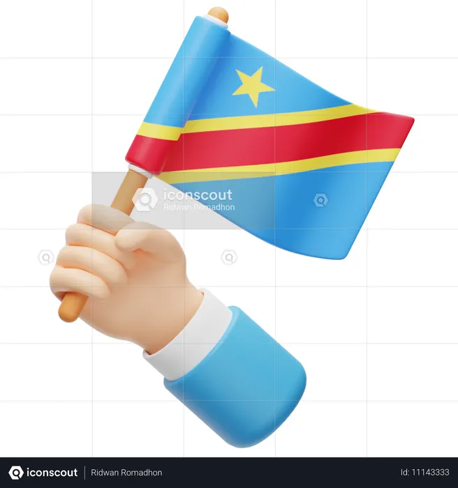 Democratic republic of congo flag in hand Flag 3D Icon