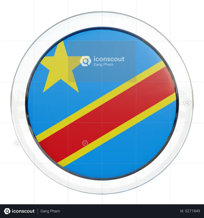Democratic Republic of Congo Round Flag Flag 3D Icon