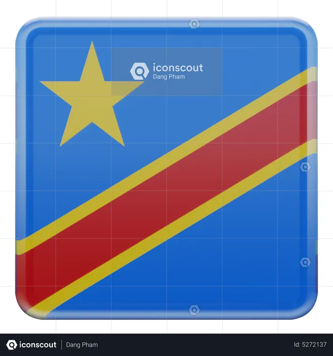 Democratic Republic of Congo Square Flag Flag 3D Icon
