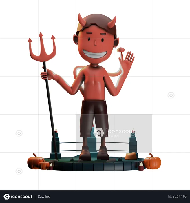 Demon Giving Standing Pose  3D Illustration