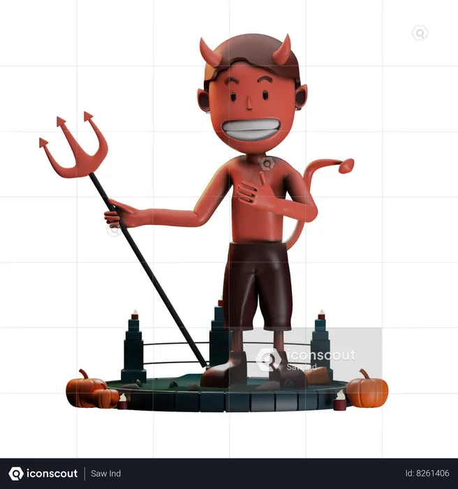 Demon Pointed To Right  3D Icon