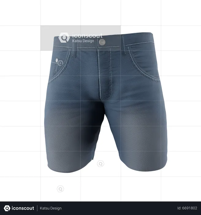Denim Short Pants  3D Icon