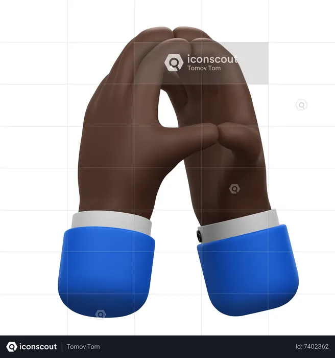 Denkende Hände Geste  3D Icon