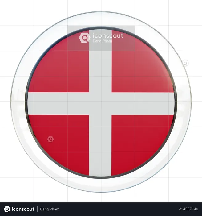 Denmark Flag Glass Flag 3D Icon