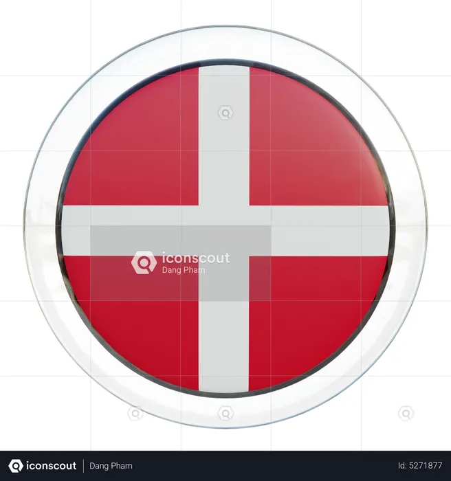 Denmark Round Flag Flag 3D Icon