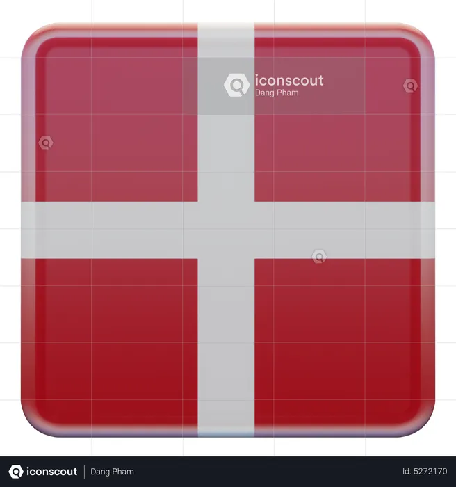 Denmark Square Flag Flag 3D Icon