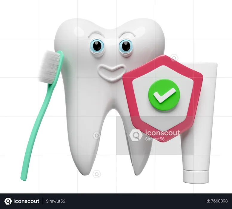 Dent avec du dentifrice  3D Illustration
