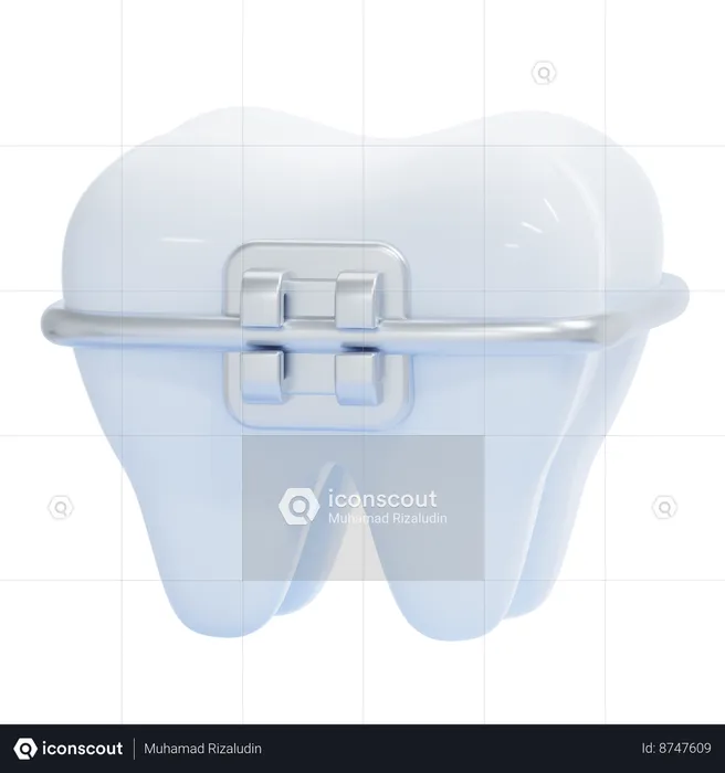 Dente com aparelho  3D Icon