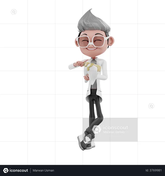 Dentist character holding teeth  3D Illustration