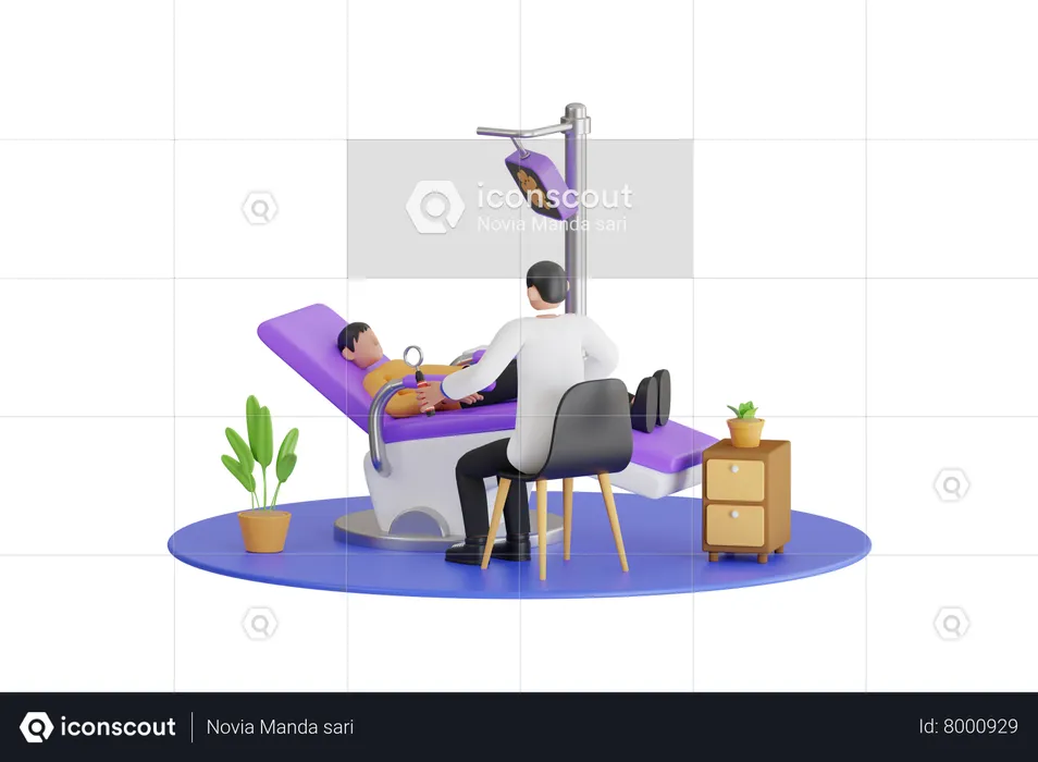 Dentist Checking Patient Teeth Sitting With Open Mouth  3D Icon