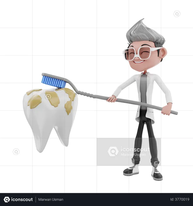 Dentist doctor brushing teeth  3D Illustration