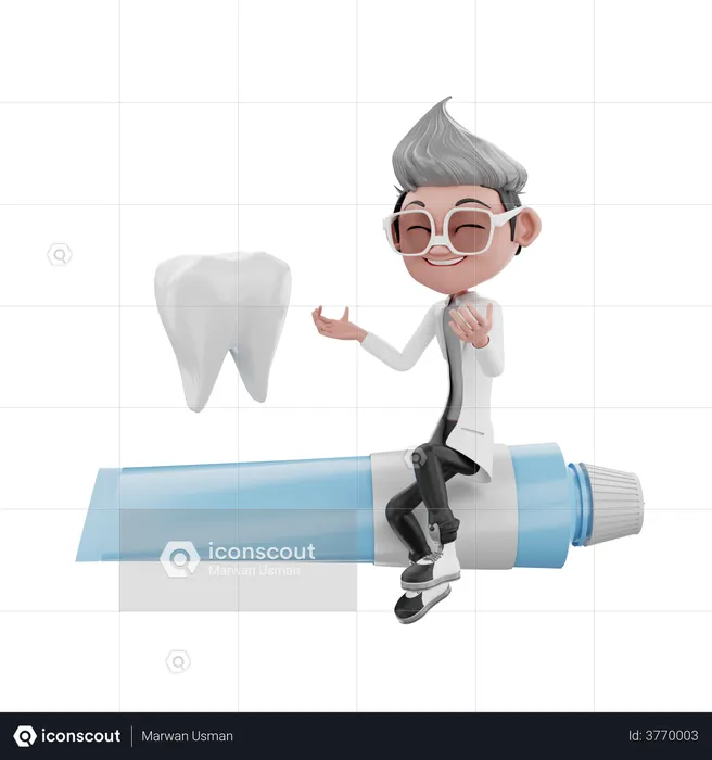 Dentist doctor giving advice on toothpaste and toothbrush  3D Illustration