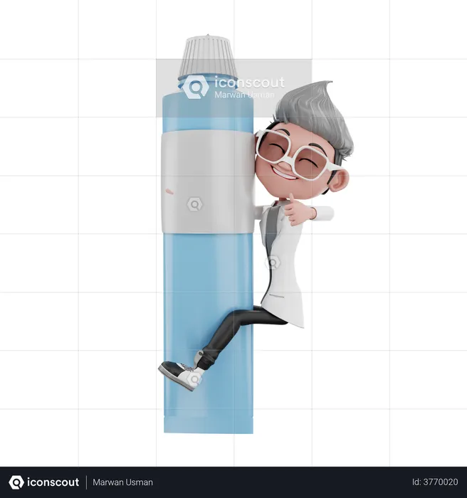 Dentist doctor hugging to toothpaste  3D Illustration