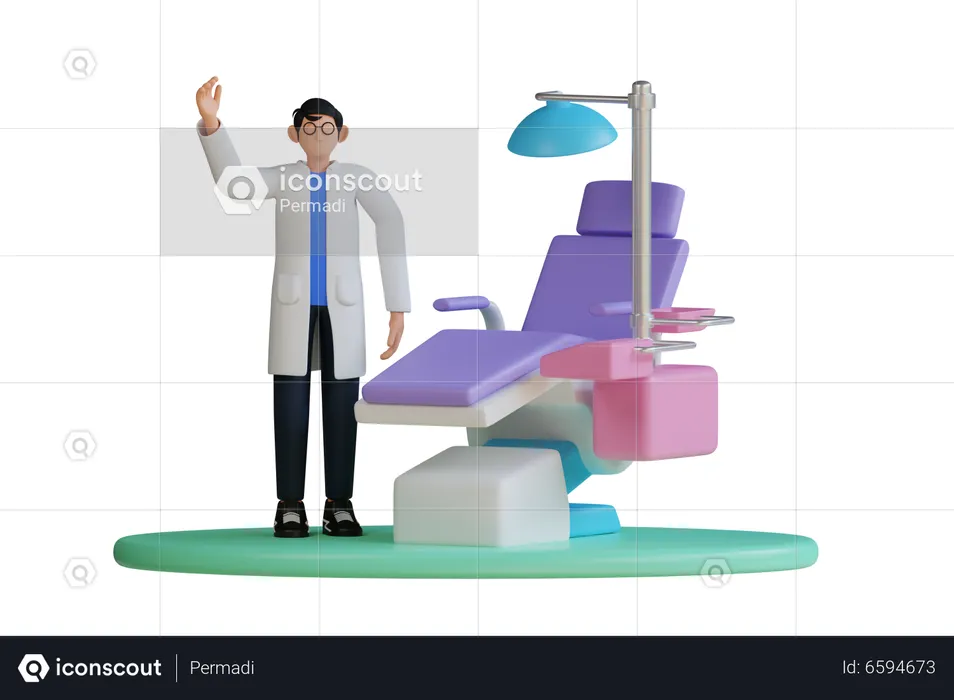 Dentist in clinic  3D Illustration
