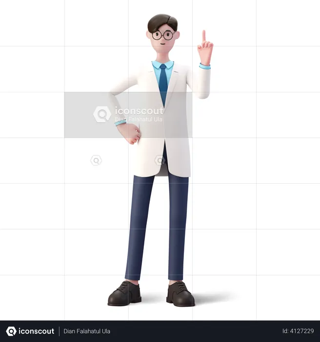 Dentist raising one finger  3D Illustration