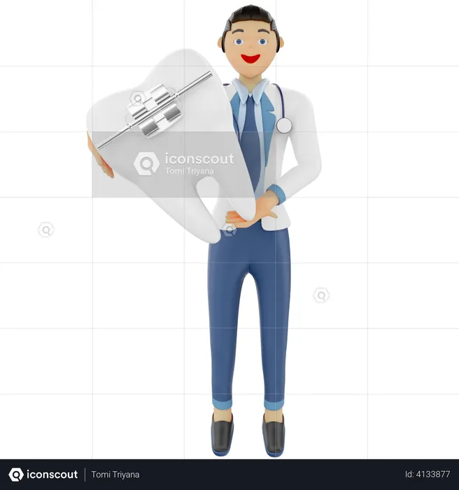 Dentist showing dental braces  3D Illustration
