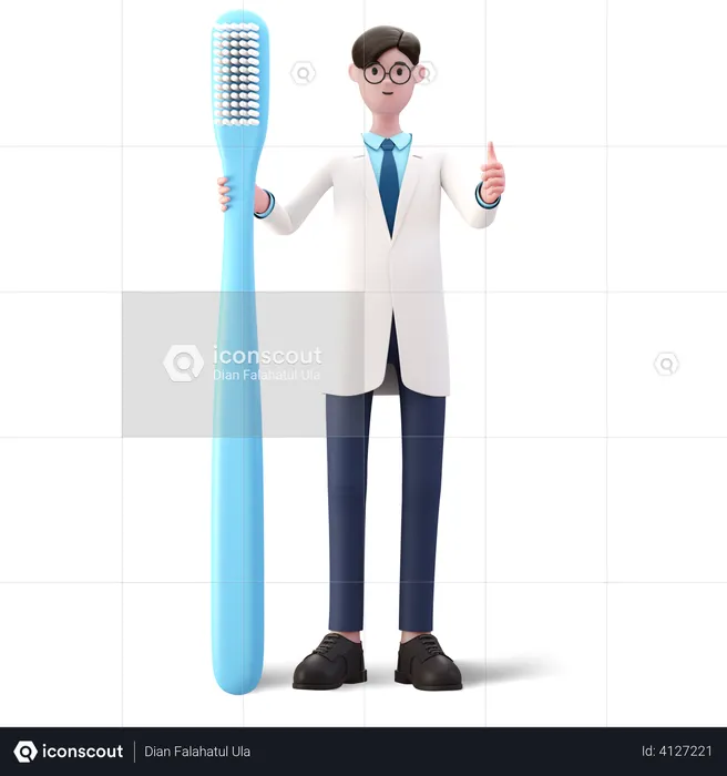 Dentist standing with brush  3D Illustration