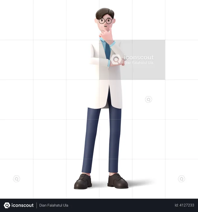 Dentist thinking something  3D Illustration