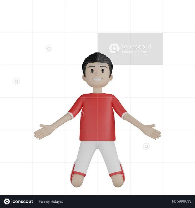 La persona del deporte celebra el éxito  3D Illustration