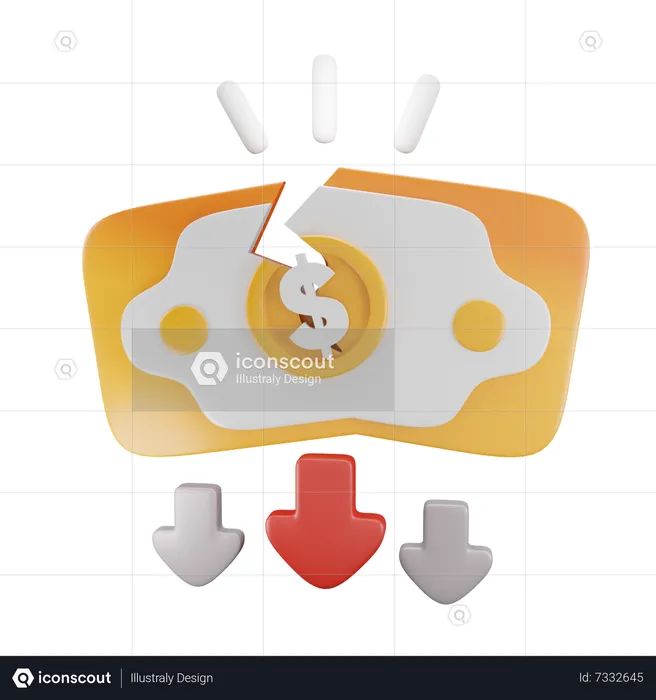 Depreciação do dinheiro  3D Icon