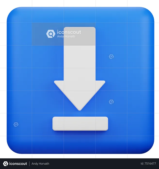 Descargar botón azul  3D Icon