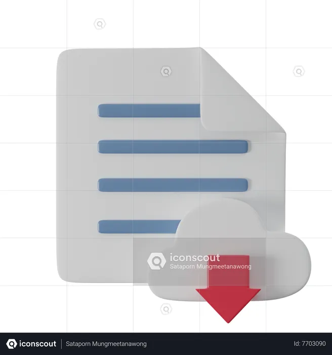 Descargar documento en la nube  3D Icon