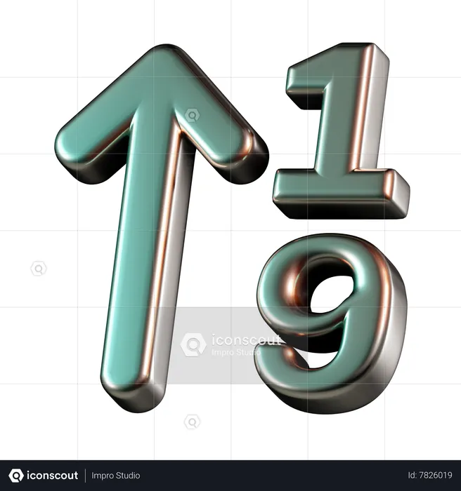 Descending Number Arrow  3D Icon