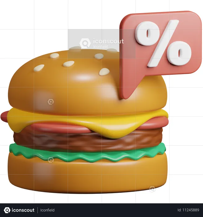 Desconto em comida  3D Icon