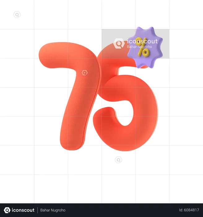 Setenta e cinco por cento de desconto  3D Icon