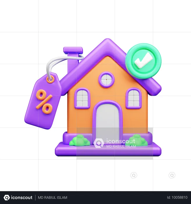 Desconto em casa  3D Icon