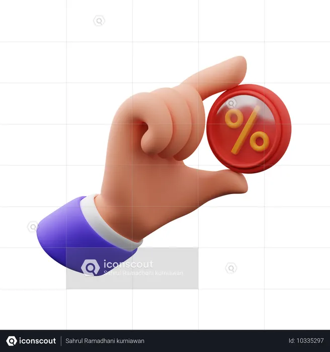 Mão segurando desconto  3D Icon
