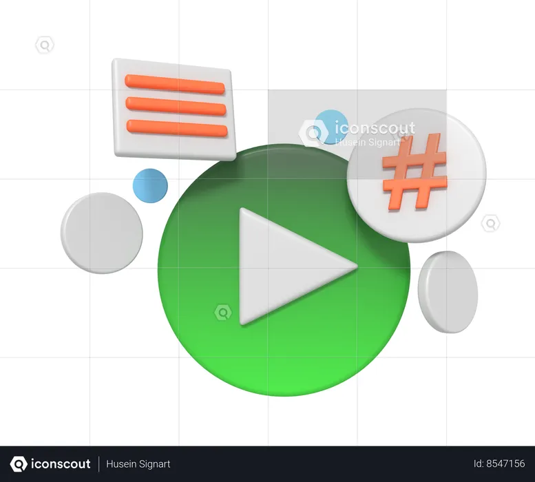 Hashtag de descripción de video de redes sociales  3D Icon