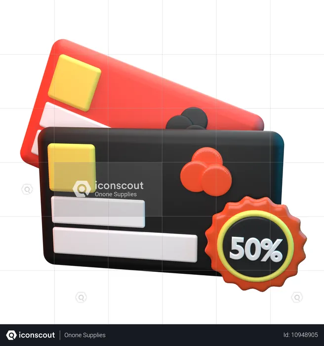 Descuento en tarjeta de crédito  3D Icon