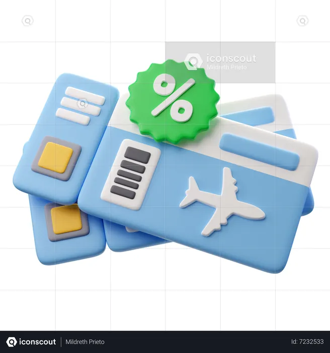 Descuento en billete de avión  3D Icon