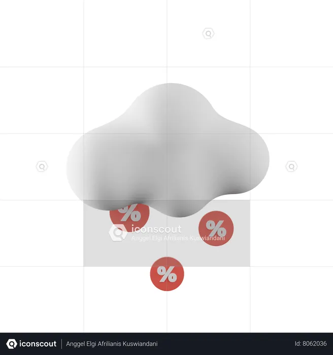 Descuento en la nube  3D Icon