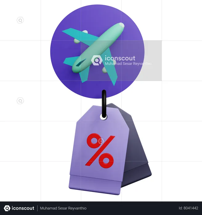 Descuento de vuelo  3D Icon