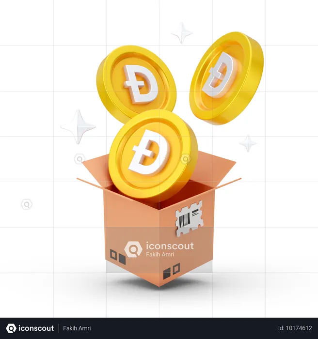 Desempaquetado de la moneda dogecoin  3D Icon