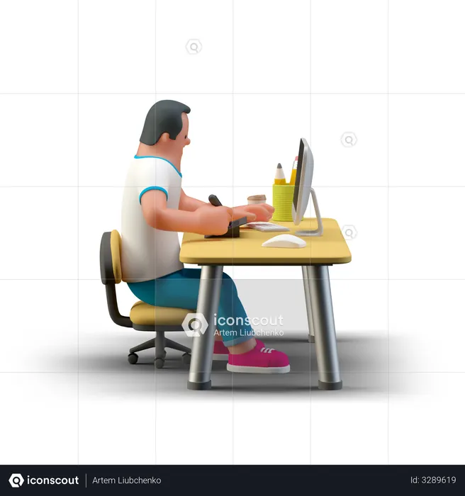 Designer desk  3D Illustration