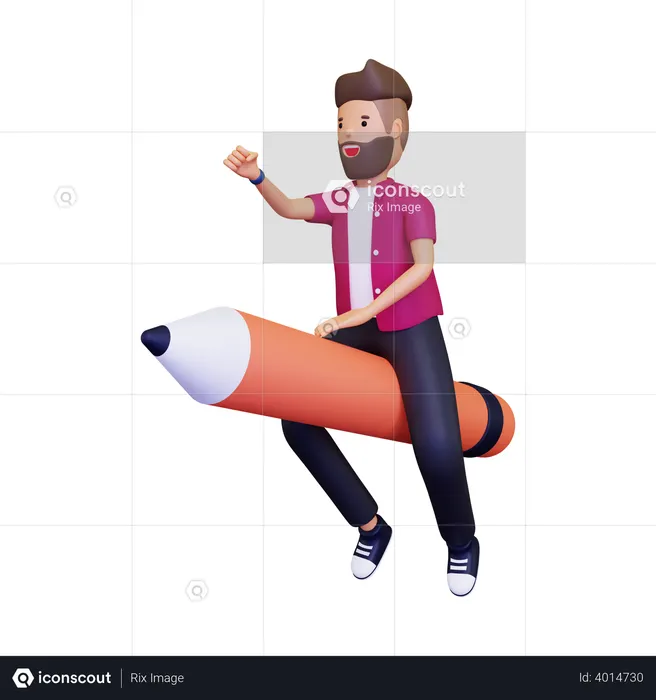 Premium Designer Flying With Pencil 3D Illustration download in PNG, OBJ or Blend format Premium Designer Flying With Pencil 3D Illustration download in PNG, OBJ or Blend format