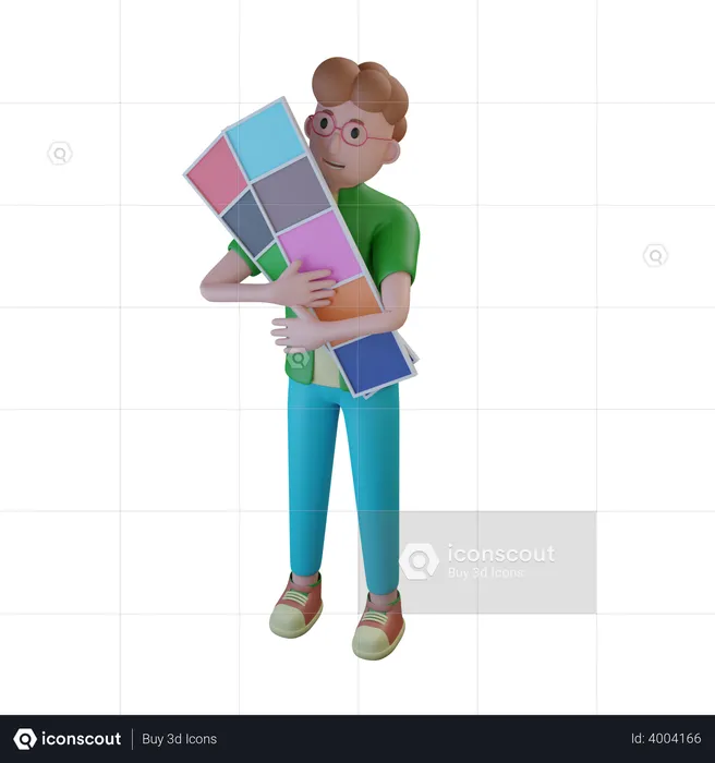 Designer holding Color Palettes  3D Illustration