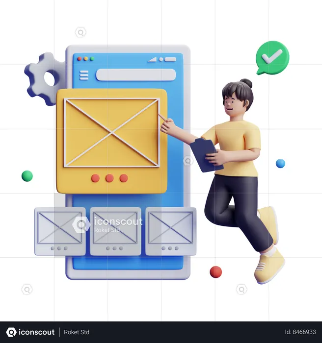 Designer is creating Application Interface  3D Illustration