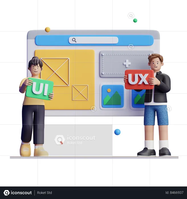 Designer is making user interface  3D Icon