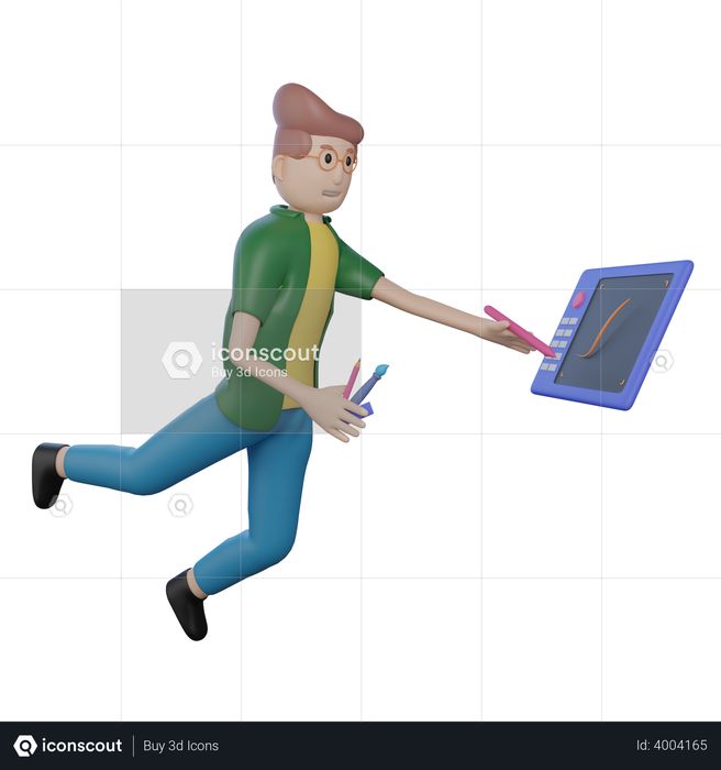 Designer with Drawing Tablet 3D Illustration