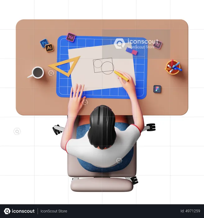 Designer working on design  3D Icon