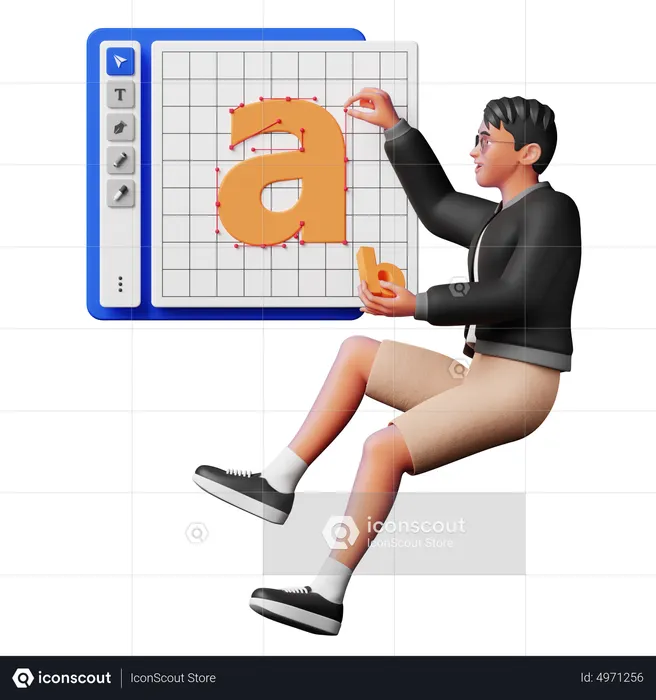 Designer working on Font Design  3D Illustration