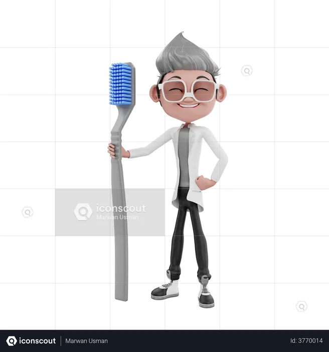Desist doctor holding toothbrush  3D Illustration