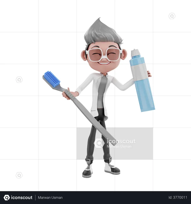 Desist doctor holding toothbrush and toothpaste  3D Illustration