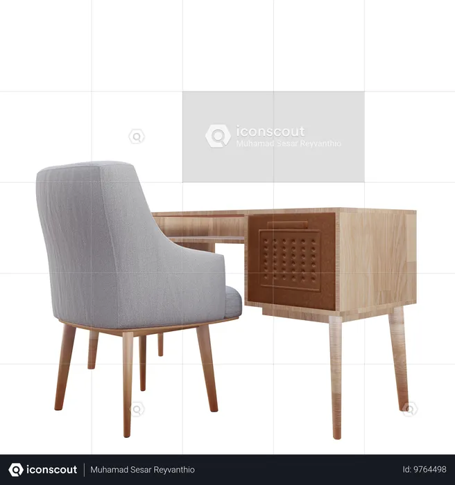 Desk and chair  3D Icon